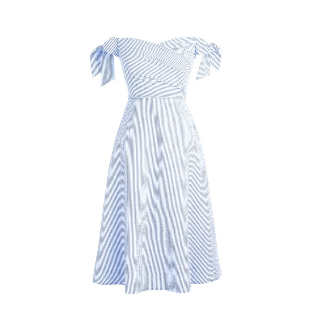 NWT J. Crew Tie-Shoulder Seersucker Dress Petite